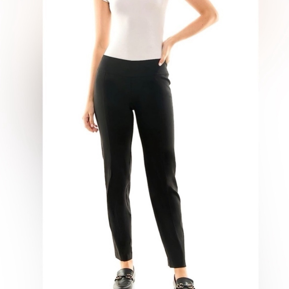 Rachel Zoe Pull On Mid Rise Ankle Pants Pockets Chino Solid Black Sz 6 Stretchy